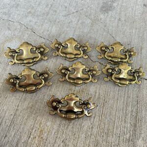Set of 7 VTG (Keeler Brass Co) kbc 2 N-19564 Brass Drawer Pulls 3” C TO C - LN